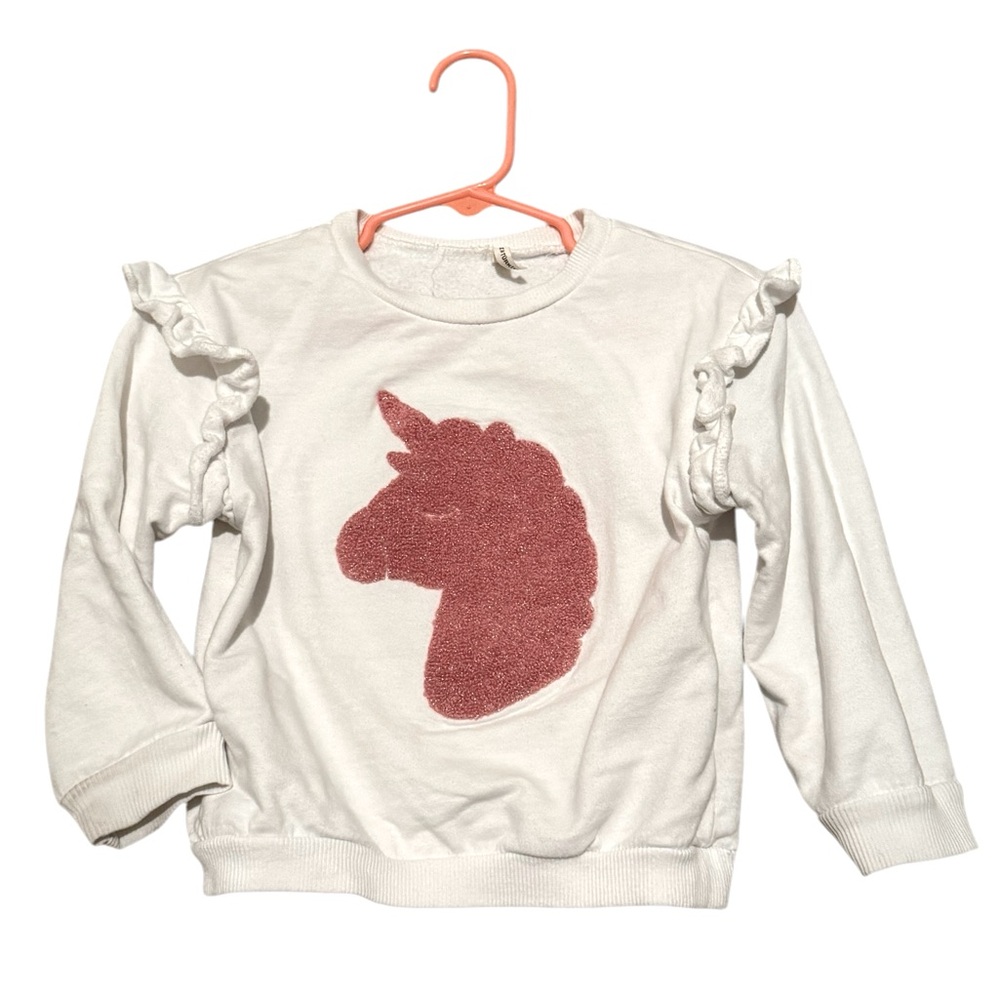 Koton Kids- Girls Sweatshirt Unicorn Appliqué Ruffle Detail Long Sleeves -SZ- 3T